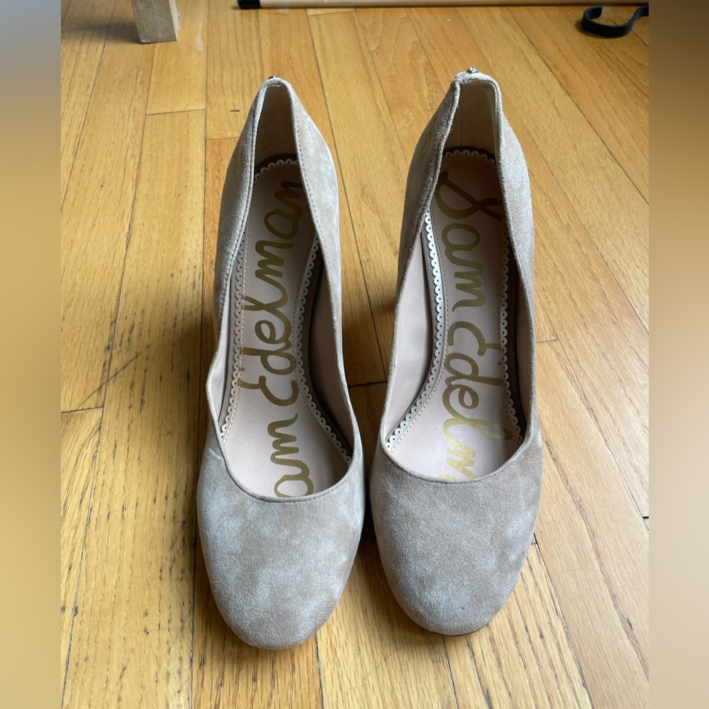 Sam Edelman Stillson Tan Suede Leather Block Heel Pump Size 8.5